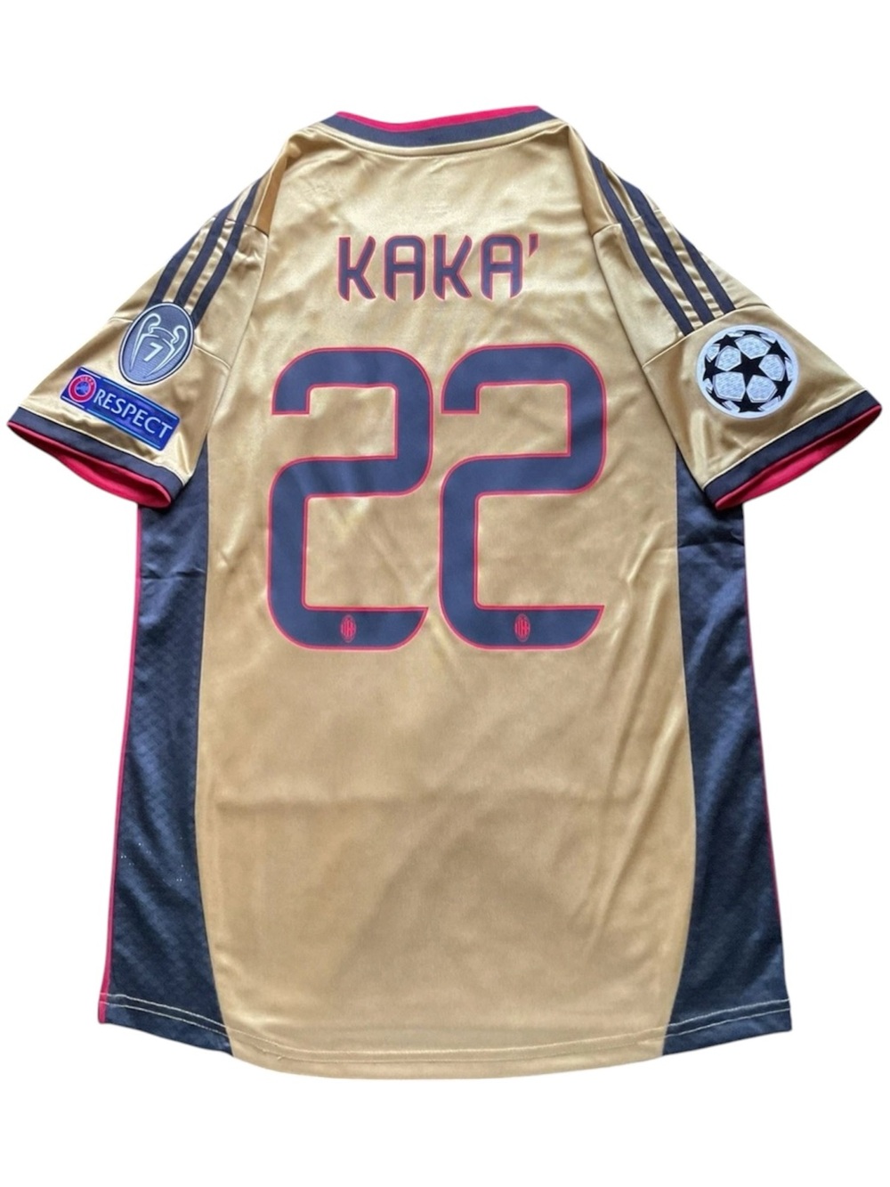 Kaka #22 Gold Milan 2013 Retro UCL Soccer Jersey Away